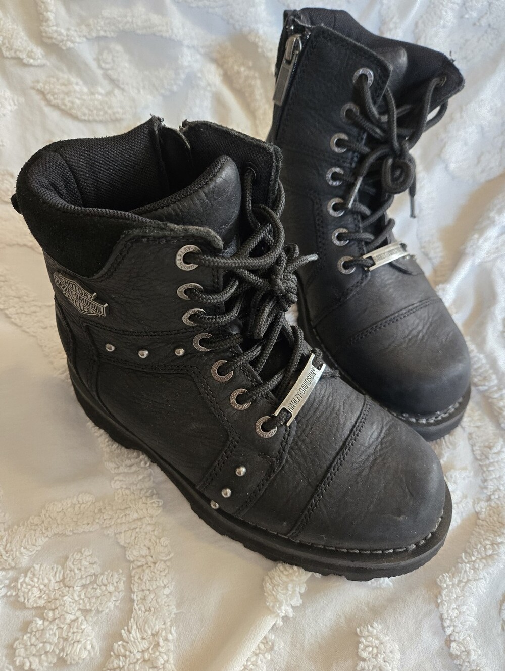 Harley-Davidson Oakleigh Moto Boot Black Motorcycle Boots with Side Zip 7